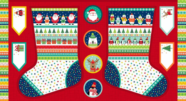CHRISTMAS Makower Novelty 1813 Big Stocking Panel