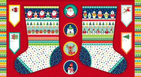 CHRISTMAS Makower Novelty 1813 Big Stocking Panel
