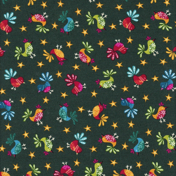 CHRISTMAS Makower Cool Yule 1232/G Green Birds