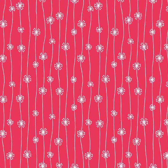 Makower Beth Studley Meadow 1284/R Daisy Chain Red