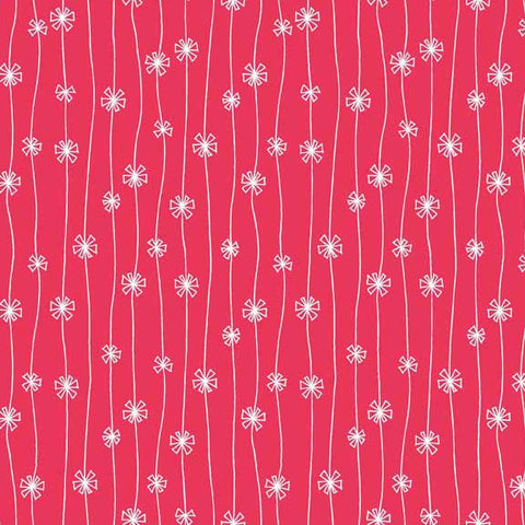 Makower Beth Studley Meadow 1284/R Daisy Chain Red