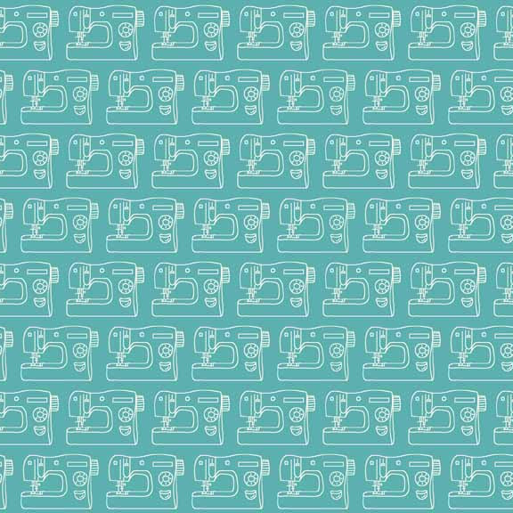 Makower Sew Simple 1340/T Machines Turquoise