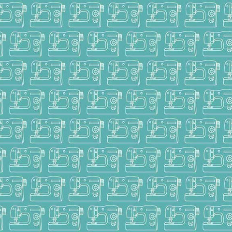 Makower Sew Simple 1340/T Machines Turquoise