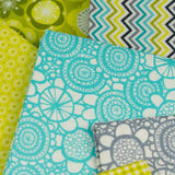 Makower Lime Twist 1418/T Sunflower Turquoise