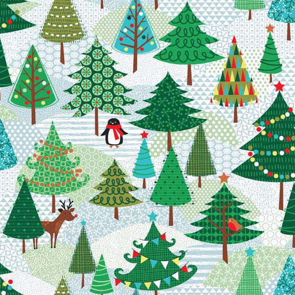 CHRISTMAS Makower 2016 Frosty 1582/1 Trees