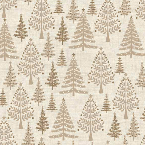 CHRISTMAS Makower Scandi 3 1592/Q Trees Sandy Hessian