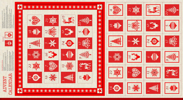 CHRISTMAS Makower Scandi 3 1595/1 Red Advent Calendar