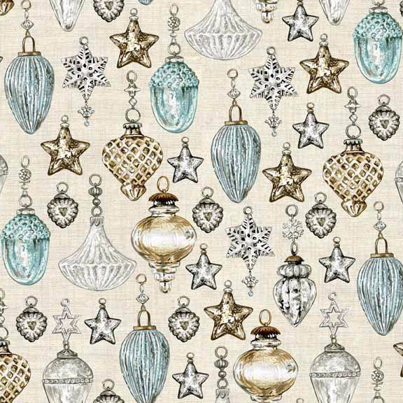 CHRISTMAS Makower 2016 Balmoral 1599/Q Bauble Cream