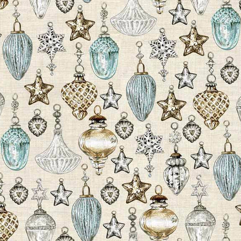 CHRISTMAS Makower 2016 Balmoral 1599/Q Bauble Cream