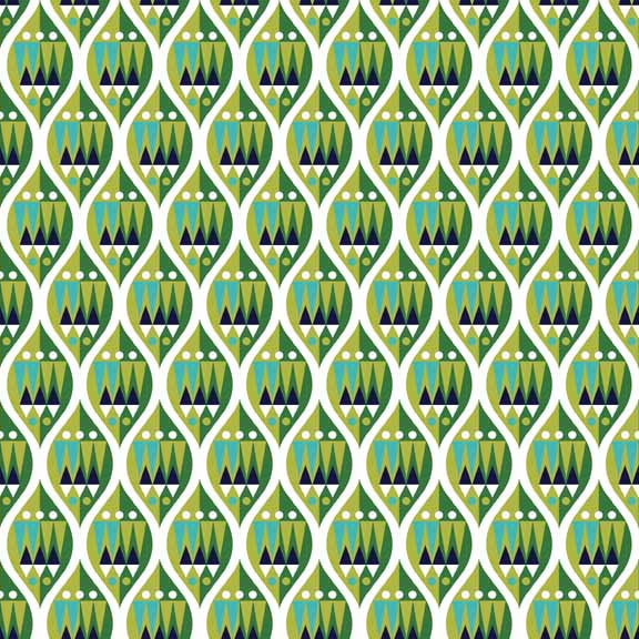 CHRISTMAS Makower 2016 Wrap It Up 1608/G Ogee Green