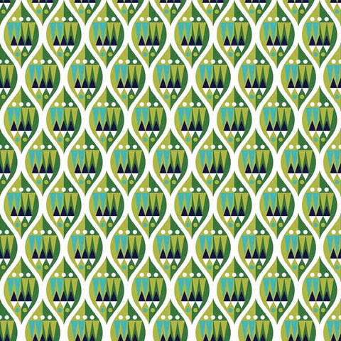 CHRISTMAS Makower 2016 Wrap It Up 1608/G Ogee Green