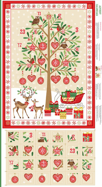 CHRISTMAS Makower  1797 Metallic Tree Advent Calendar