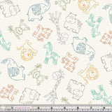 Makower Jungle Friends 2199/Q Outline Cream