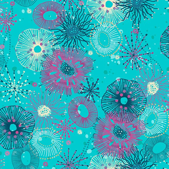 Makower Beth Studley 'Reef' turquoise 2250/T