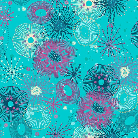 Makower Beth Studley 'Reef' turquoise 2250/T