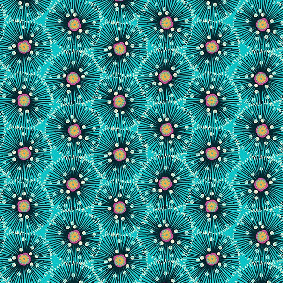 Makower Beth Studley 'Reef' Urchin turquoise 2251/T