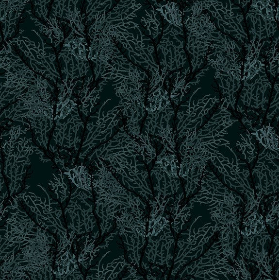 Makower Beth Studley 'Reef' Seaweed black 2254/X