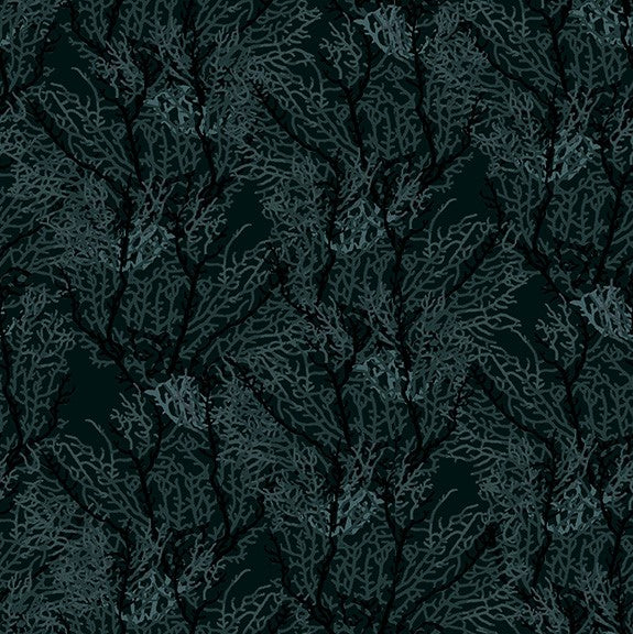 Makower Beth Studley 'Reef' Seaweed black 2254/X