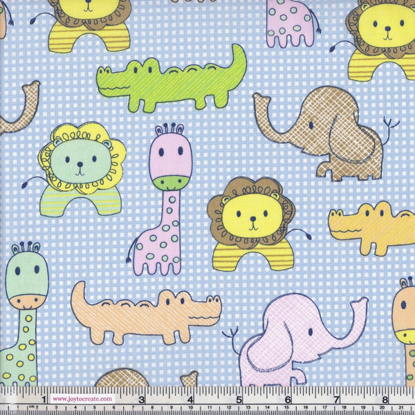 Sew Simple New Kids On The Block SSF47861 Blue Check Zoo