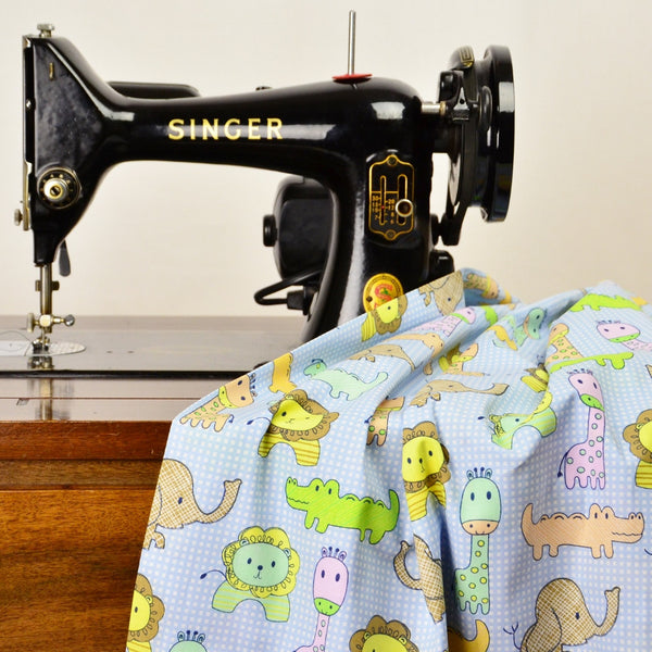Sew Simple New Kids On The Block SSF47861 Blue Check Zoo