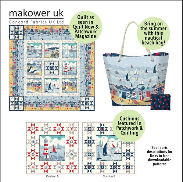 Makower Sail Away 2207/Q Icons Cream