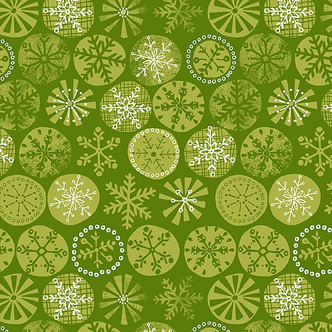 CHRISTMAS Makower Cool Yule 1231/G Green Snowflake