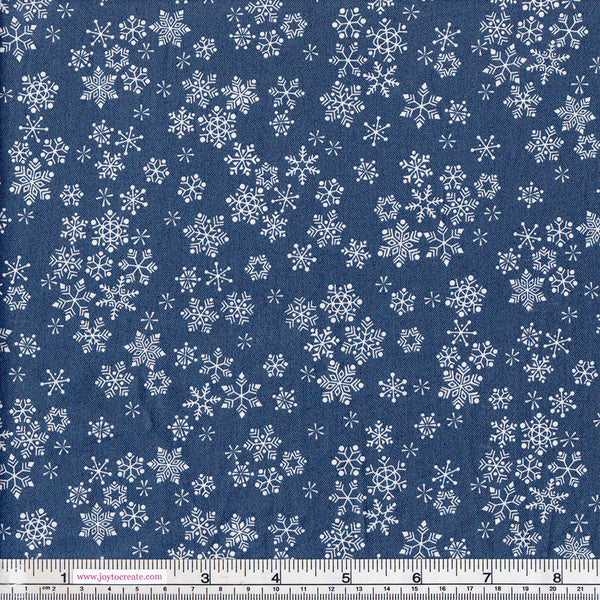 CHRISTMAS Makower 2016 Frosty 1585 Snowflakes Navy