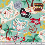 Makower Pirates 1671/1 Teal Background