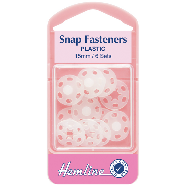 Hemline Plastic Snap Fasteners/Poppers White/Black 15mm H424/H424.B