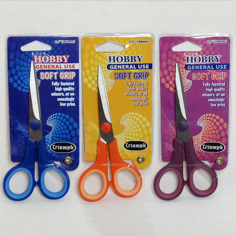 Soft Grip Small Scissors 14cm/5.5" blue/orange/purple B4714